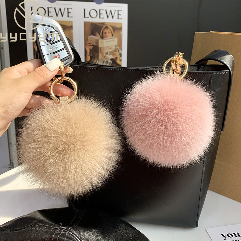 Women'S Emo Accessories - 2024 Kabarık Gerçek Tilki Kürk Topu