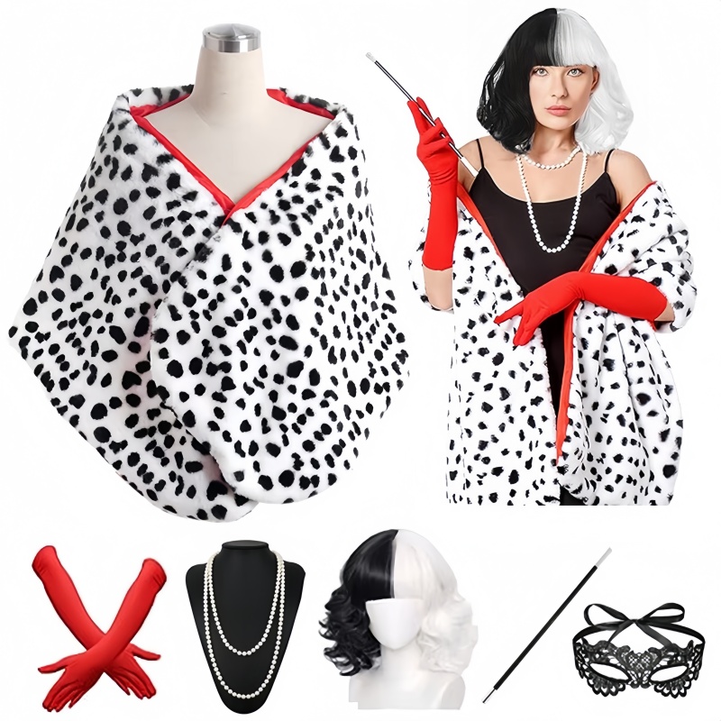 Women'S Accessories In The 1950S - Kadın Cruella Deville Kısa Dalmaçyalı Desenli