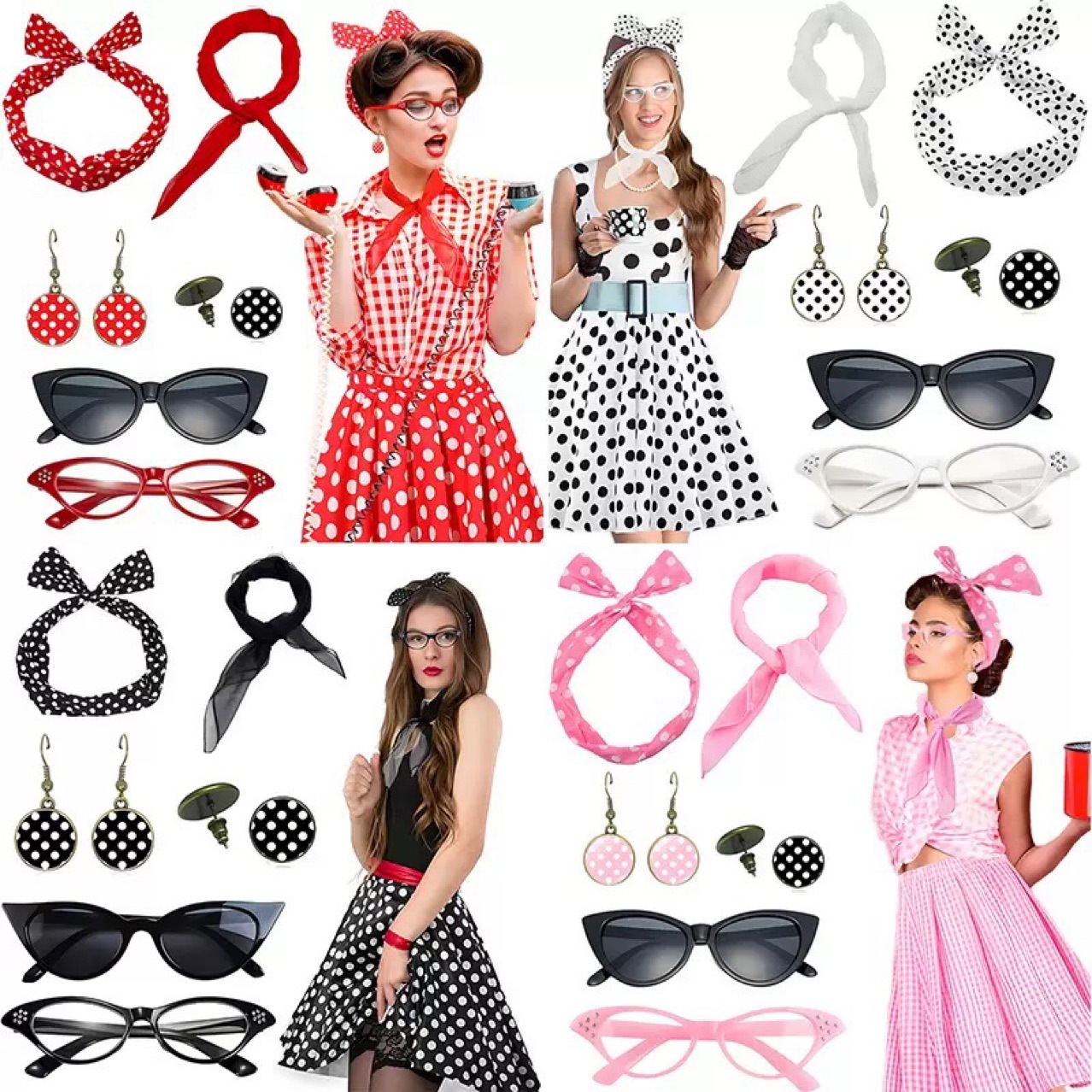 1950'ler Retro Parti Cosplay G - Women'S Accessories In The 1950S incelemesi ve fiyatı