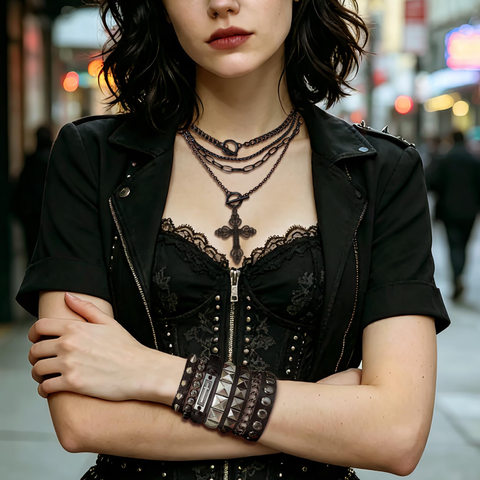 Gotik Haç Kolye Katmanlı Kolye - Women'S Emo Accessories incelemesi ve fiyatı